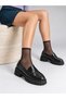 Women's Leather Thick Soled Black Crocodile Pattern Loafer Moccasin Shoes