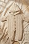 Lumi Soft Brown Furry Hair Knitted Patterned Hooded Baby Knitwear Jumpsuit - Winter with Natural Wooden Buttons - 3