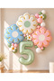 Party 5 Years Old Triple Daisy Foil Balloon Water Green Numbered Birthday Decoration Set (1-9 Years Old)