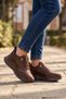 Brown Leather Laced Thick Comfortable Sole Women's Casual Walking Shoes Sneaker 231171 - 3