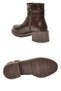 Ankle Strap Zippered Rubber Sole Brown Shiny Stylish Comfortable Women's Heeled Boots Pc-56117 - 5