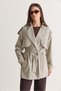 Women's Lined Plaid Patterned Belted Double Breasted Collar Pocket Detailed Trench Coat 7092 60286678 - 2