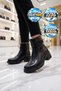 Ankle Strap Zippered Rubber Sole Black Shiny Stylish Comfortable Women's Heeled Boots Pc-56117 - 3