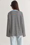 Women's White-Blue Text Printed Striped Crew Neck Oversize Long Sleeve Sweatshirt 2389 60286694 - 7