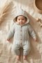 Lumi Soft Gray Fur Inside Hair Knit Patterned Hooded Baby Knitwear Jumpsuit - Winter B with Natural Wooden Buttons