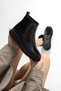 Samuel Women's Black Genuine Leather Shiny Texture Comfortable Sole Casual Boots