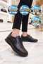 Orthopedic Comfortable Sole Rubber Laced Rubber Sole Black Genuine Leather Women's Casual Shoes 3620 - 3