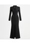 V-Neck Deep Slit Padded Button Detailed Premium Maxi Long Dress