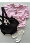 Handmade 100% Cotton Piglet Embroidery Worked Shirt and Gabardine Fabric Romper Set - 2