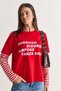 Women's Text Printed Striped Layered Sleeve Crew Neck Oversize Sweatshirt 2387 60286693 - 2
