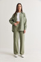 Women's Green High-Waisted Wide-Leg Loose-Fit Denim Trousers Yp4363 60286688 - 2