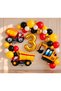 Party 3 Years 3-Piece Mini Construction Vehicles Birthday Set with Foil Balloons – Yellow Black Balloon Chain and Confetti Balloon Decoration Set