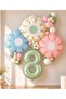 Party 8 Years Old Triple Daisy Foil Balloon Water Green Numbered Birthday Decoration Set (1-9 Years Old)