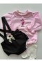 Handmade 100% Cotton Piglet Embroidery Worked Shirt and Gabardine Fabric Romper Set