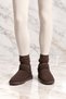 Girl's Ug Boots Brown Thick Poly Sole Suede Look Boots with Fur Inside - 6