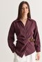 Women's Striped Double-Breasted Collar Belt Detailed Waist-Hugging Shirt 2370 60286690 - 2