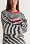 Women's White-Red Text Printed Striped Crew Neck Oversize Long Sleeve Sweatshirt 2389 60286694 - 6