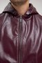Men's genor oversized hooded leather jacket - burgundy - 7