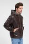 Men's genor oversize hooded leather jacket brown color - 8