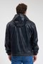 Men's Genor Oversize Hooded Leather Coat Navy Blue - 8
