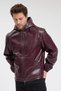 Men's genor oversized hooded leather jacket - burgundy - 5