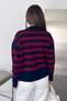 Women's Striped Double Zipper Polo Collar Knitwear Cardigan - 7