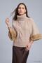 High-Necked Knitted Sweater with Fur Sleeves - 3