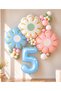 Party 5 Years Old Pastel Daisy Themed Birthday Balloon Set – Blue, Pink and Green, with 1-9 Number Foil Balloon Options