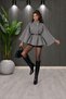 Women's Belted Poncho Cape High Collar Button Detailed Short Jacket