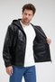 Men's genor oversize hooded leather jacket black - 7