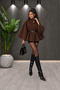 Women's Belted Poncho Cape High Collar Button Detailed Short Jacket - 6