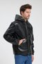 Men's genor oversize hooded leather jacket black - 8