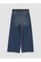 Lcw Kids Blue Wideleg Girls' Jeans with Belt - 3