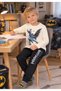 Boy's Batman Printed Pajama Set Cream Top Black Bottom Long Sleeve - 2