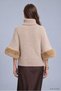 High-Necked Knitted Sweater with Fur Sleeves - 2