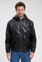 Men's genor oversize hooded leather jacket black - 6