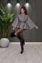Women's Belted Poncho Cape High Collar Button Detailed Short Jacket - 8