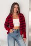 Women's Striped Double Zipper Polo Collar Knitwear Cardigan - 5