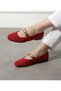 Women's Gold Buckle Velvet Textured Elegant Lightweight Home Slippers - Red - 37 - 2