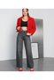 Women's Blue Belted High Waist Loose Wide Leg Jeans