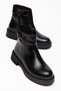 Sophia Women's Black Shiny Leather Rubber Detailed Zippered Boots - 2