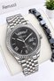 Steel Cord Calendar Dial 2 Years Warranty 3Atm Water Resistant Men's Wristwatch F.Er.0.002