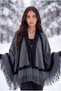 Fur Poncho Women's Fur Detailed Tasseled Triangle Shawl Poncho Knitwear Shoulder Shawl - 7