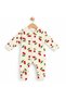Cherry Patterned Ribbed Long Sleeve Jumpsuit with Booties and Snap Fasteners - 100% Cotton - 3