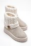 Women's Braided Sweater Suede Winter Boots with Fur Inside Women's Beige Boots Vale