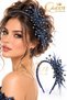 Luxury Lal-I Elegance Side Sapphire Navy Blue Crystal Bead Stone Feathered Bridal Crown Engagement Henna Wedding Special Day Tiara