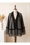 Fur Poncho Women's Fur Detailed Tasseled Triangle Shawl Poncho Knitwear Shoulder Shawl - 6