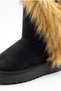 Women's black plush fur-lined winter suede boots - jett - 5