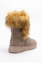 Women's mink plush fur-lined winter suede boots - jett - 7