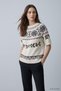 Short Sleeve Ethnic Patterned Sweater Natural